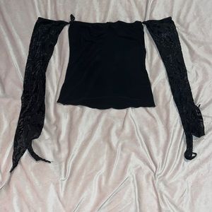 Black sheer shirt with sleeves